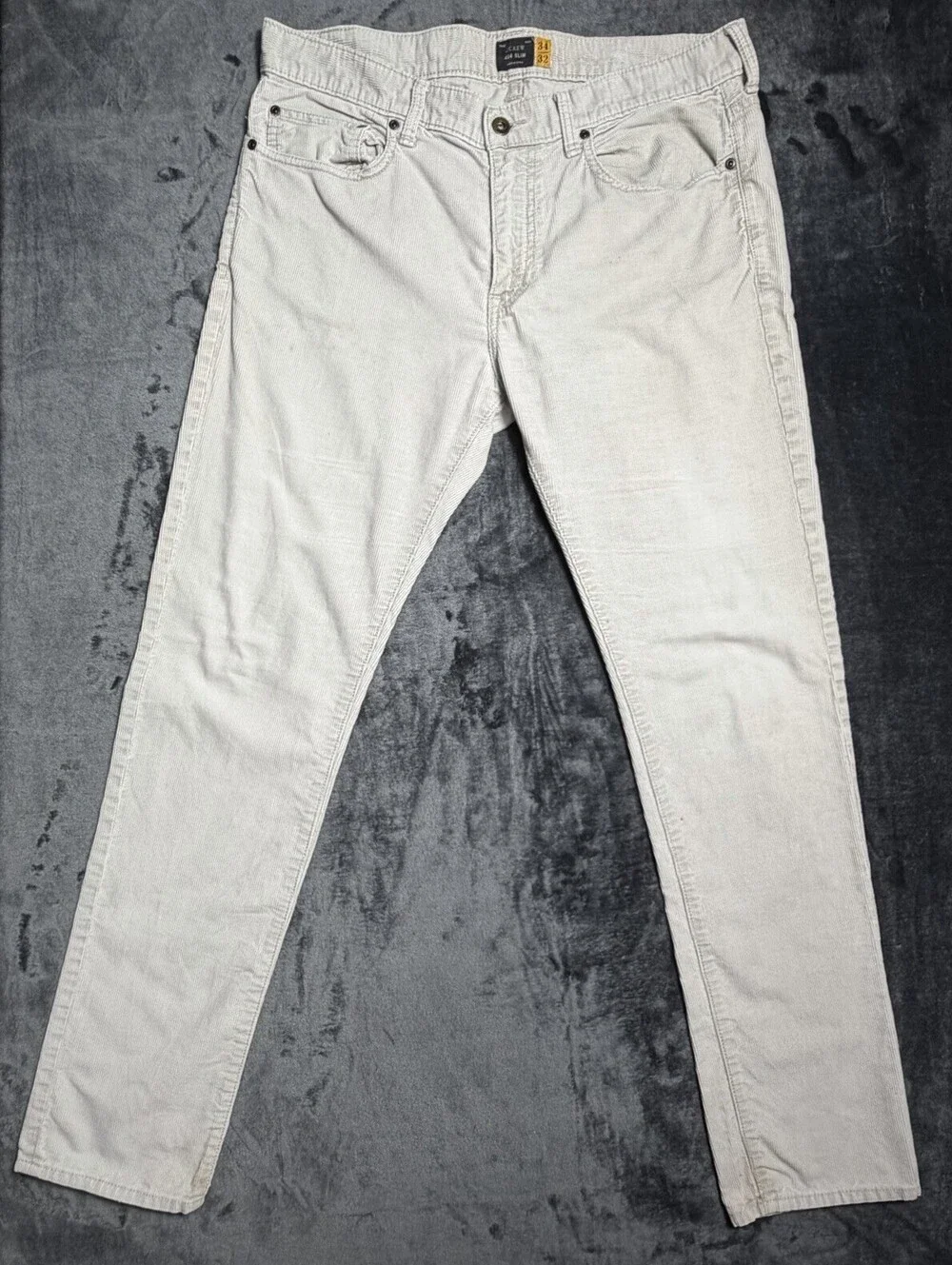 J.Crew 484 Slim Fit Corduroy Pants Mens 34x32 Tan Gray 100% Cotton Cords